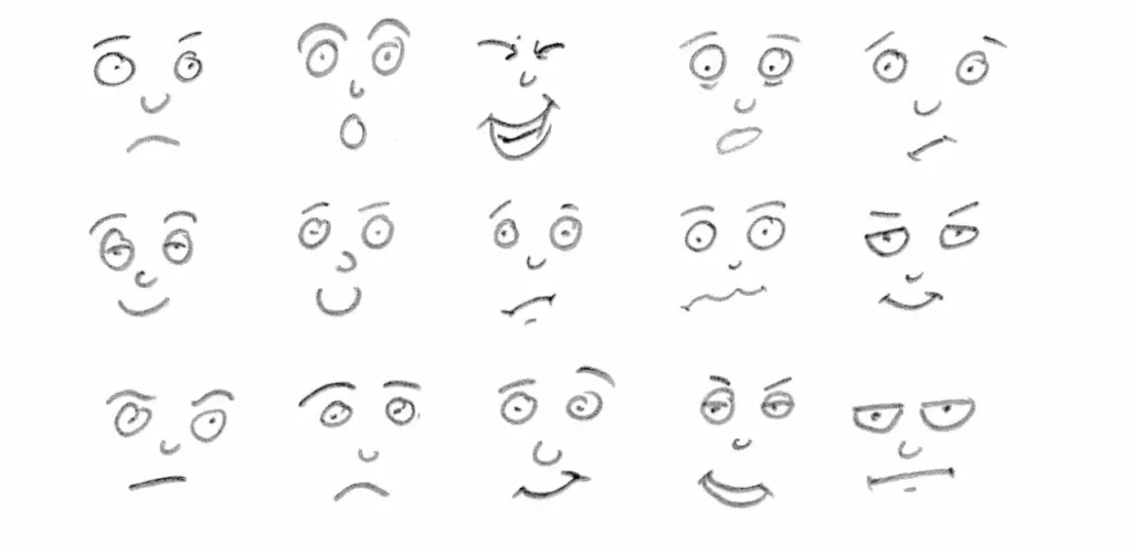 100+ Easy Cartoon Characters to Draw: A Starting Guide To A Colorful World 2024 4 Easy Cartoon face expressions to draw