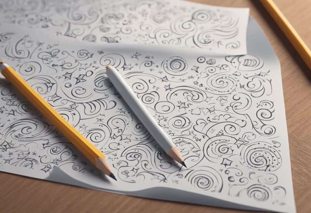 Need a Creative Fix? 80+ Easy Doodles to Draw When You're Bored! 3 Easy Doodles to Draw When Bored on a paper with to pencils