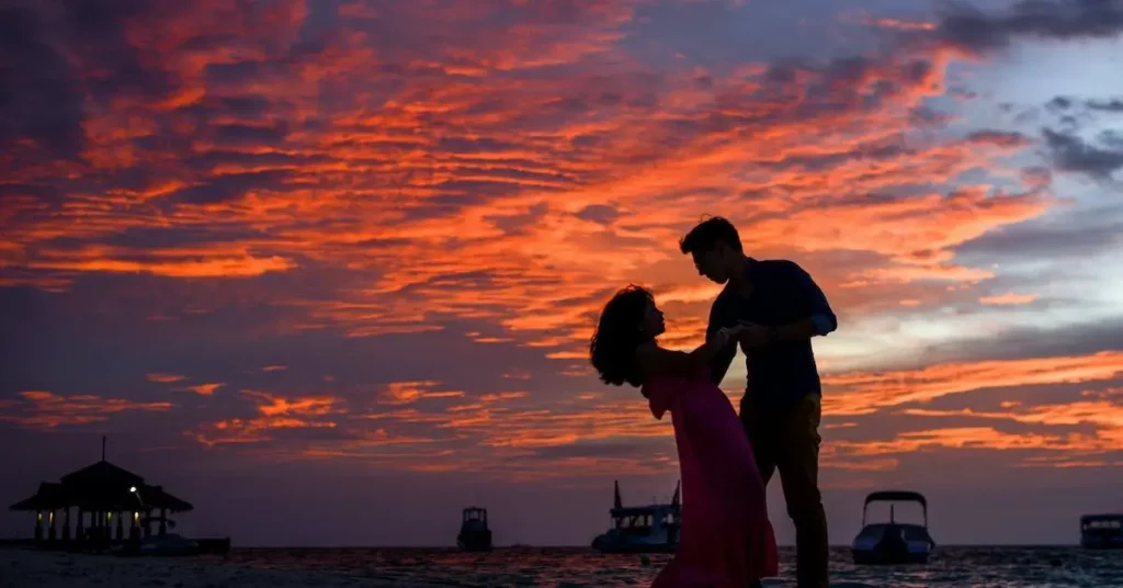 Couple Pose Reference: New Ideas and Sources for Your Great Couple Drawing 2024 11 a dancing couple in front of a sunset as a couple pose reference