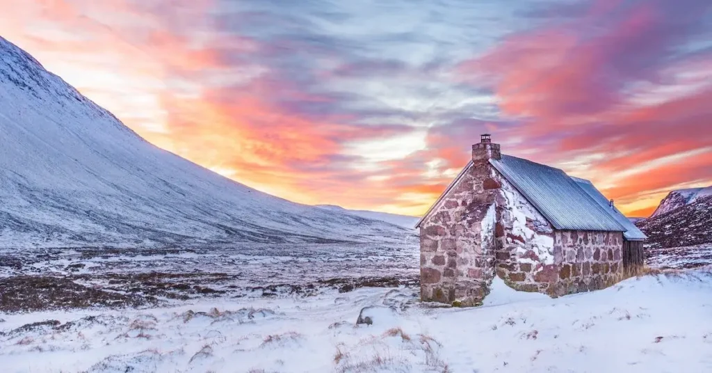 Landscape Drawing Ideas: Tips and Inspiration for Beginners 2024 10 A small cabin in ice and snow as Landscape Drawing Ideas