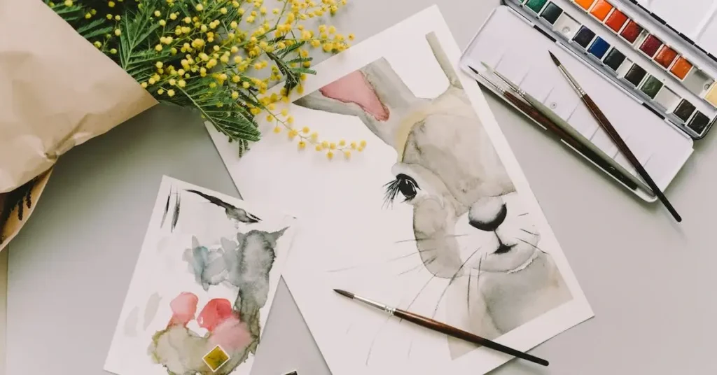 100+ Easter Drawing Ideas: Hop into new Egg-citing Drawing Ideas 2025 6 easter bunny drawn with watercolors as easter drawing ideas