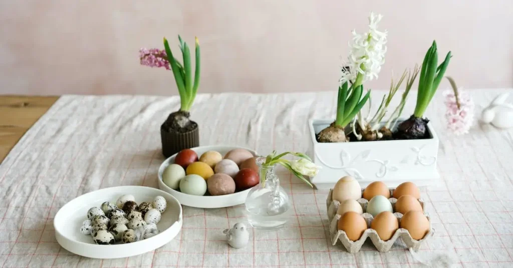 100+ Easter Drawing Ideas: Hop into new Egg-citing Drawing Ideas 2025 9 eggs on a atable as easter drawing ideas
