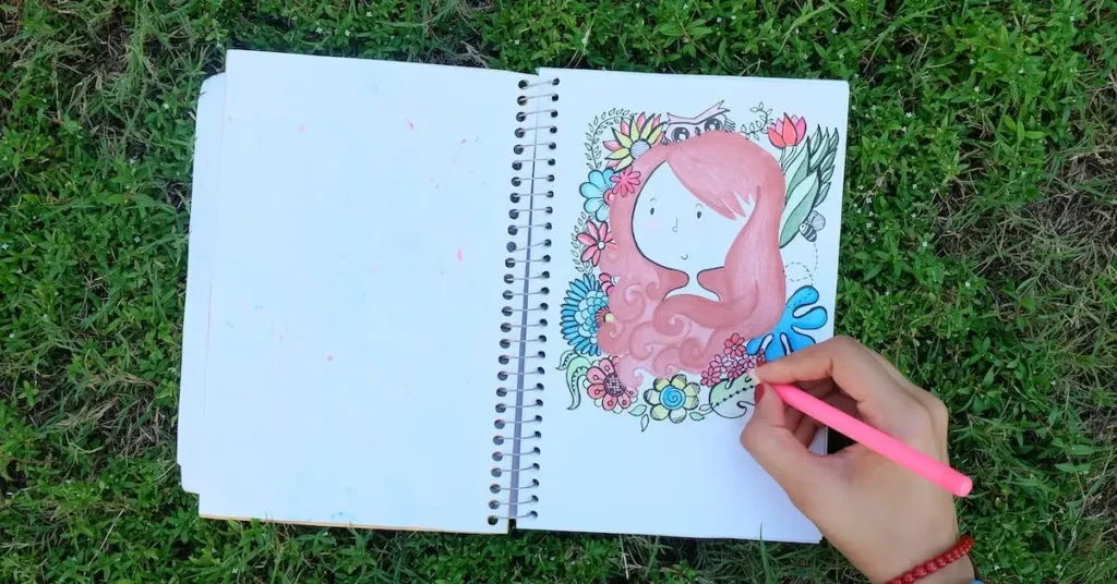 50+ Colored Pencil Drawing Ideas: Spark Your Creativity With These Fun Themes 2024! 9 drawing in a sketch book with an colored pencil as Colored Pencil Drawing Ideas