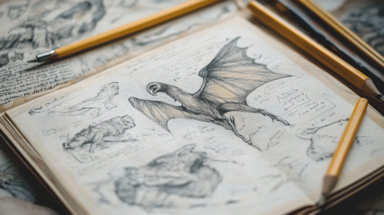 30x Random Sketch Ideas: Unleash Pen Art Magic with These Creative Tips 2025 1 random sketch ideas creature with wings