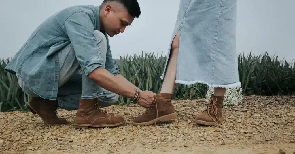 12 Romantic Couple Drawing Reference Poses You’ll Want to Try Right Now 11 Romantic Couple Drawing Reference Poses tying the other's shoe